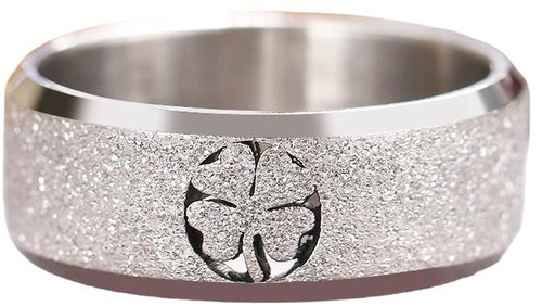 STYLE4 Sparkling ring with four-leaf clover, silver steel, 50 - Ring - Main image