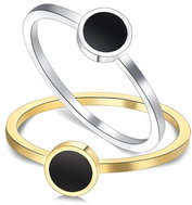 STYLE4 Prsten s černým kolečkem, stříbrná ocel, 50 - Ring