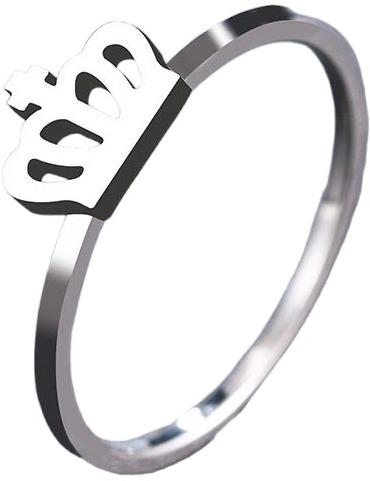 STYLE4 Ring with crown, silver steel, 50 - Ring - Main image