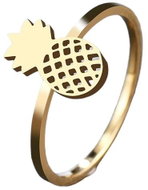 STYLE4 Ring with pineapple, golden steel, 53 - Ring
