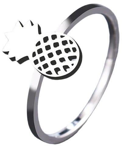 STYLE4 Ring with pineapple, silver steel, 57 - Ring - Main image
