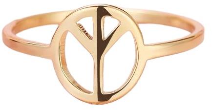 STYLE4 Prsten se symbolem míru - Peace, zlatá ocel - Ring - Main image