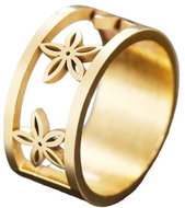 STYLE4 Ring with flowers, golden steel, 62 - Ring