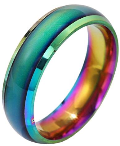 STYLE4 Ring with emotions, rainbow steel, 62 - Ring - Main image
