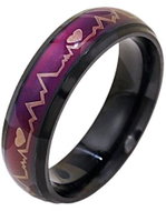 STYLE4 Prsten s emocemi - kardiogram, černá ocel - Ring