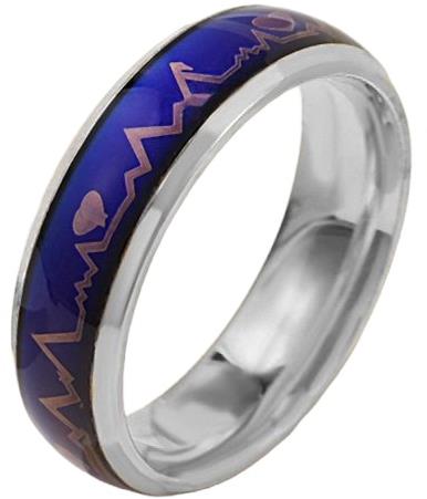 STYLE4 Ring with emotions - cardiogram, silver steel, 59-60 - Ring - Main image