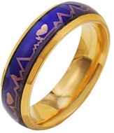 STYLE4 Ring with emotions - cardiogram, golden steel, 65-66 - Ring