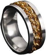 STYLE4 Ring Chain with gold chain, silver steel, 65-66 - Ring
