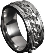 STYLE4 Ring Chain with silver chain, silver steel, 57 - Ring