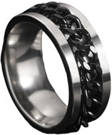 STYLE4 Chain ring with black chain, silver steel, 65-66 - Ring