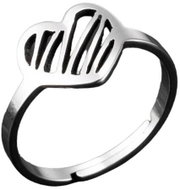 STYLE4 Ring with adjustable size - heart, silver steel - Ring
