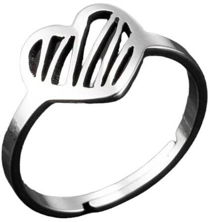 STYLE4 Ring with adjustable size - heart, silver steel - Ring - Main image