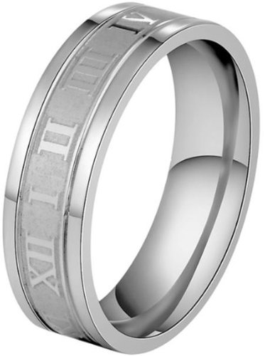 STYLE4 Ring with Roman numerals, silver steel, 59-60 - Ring - Main image