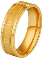STYLE4 Ring with Roman numerals, golden steel, 50 - Ring
