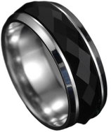 STYLE4 Ring Fabulous with black motif, silver steel, 57 - Ring
