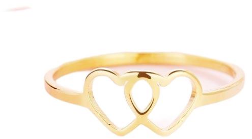 STYLE4 Ring - linked hearts, golden steel, 53 - Ring - Main image