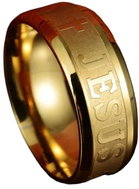 STYLE4 Prsten Jesus, zlatá ocel, 65-66 - Ring