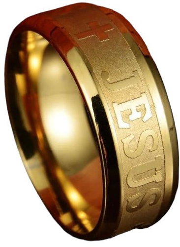 STYLE4 Prsten Jesus, zlatá ocel - Ring - Main image