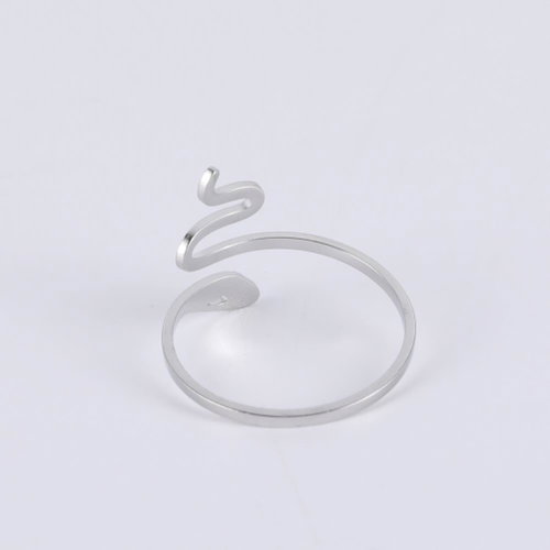 STYLE4 Ring with adjustable size - snake, silver steel - Ring - Main image
