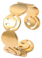 STYLE4 Ring with adjustable size - smileys and wheels, golden steel - Ring