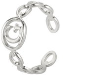 STYLE4 Ring with adjustable size - letter of the alphabet, silver steel, G - Ring