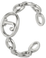 STYLE4 Ring with adjustable size - letter of the alphabet, silver steel, J - Ring