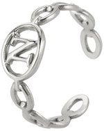 STYLE4 Ring with adjustable size - letter of the alphabet, silver steel, N - Ring
