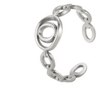STYLE4 Ring with adjustable size - letter of the alphabet, silver steel, O - Ring