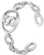 STYLE4 Ring with adjustable size - letter of the alphabet, silver steel, S - Ring