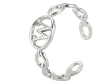STYLE4 Ring with adjustable size - letter of the alphabet, silver steel, W - Ring