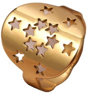 STYLE4 Ring with carved stars, golden steel, 57 - Ring