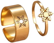 STYLE4 Set of two rings with adjustable size - snowflake, golden steel - Ring