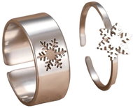 STYLE4 Set of two rings with adjustable size - snowflake, silver steel - Ring