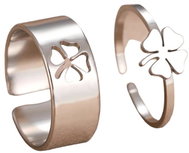 STYLE4 Set of two rings with adjustable size - four-leaf clover, silver steel - Ring