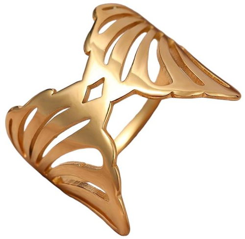 STYLE4 Prsten Andělská křídla, zlatá ocel - Ring - Main image