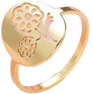 STYLE4 Ring with engraved flower, golden steel, 59-60 - Ring
