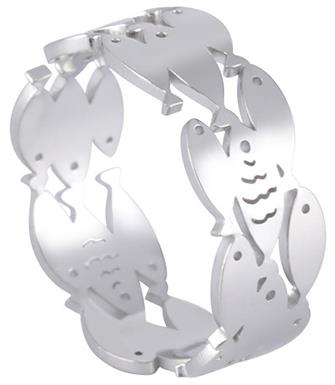 STYLE4 Ring with adjustable size - fish, silver steel - Ring - Main image