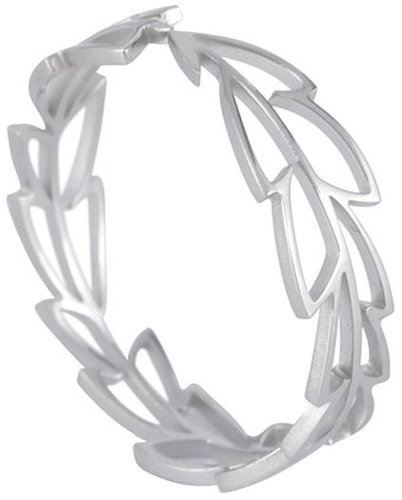 STYLE4 Ring with adjustable size - Seia leaves, silver steel - Ring - Main image