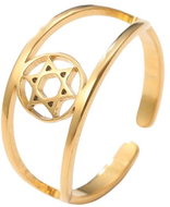 STYLE4 Ring with adjustable size - Jewish star, golden steel - Ring