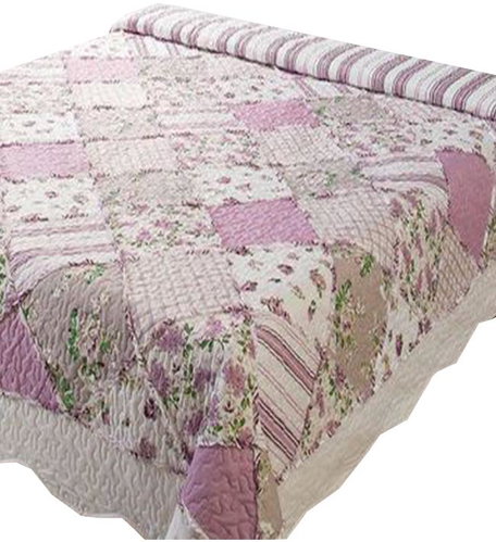 Eurofirany Bedspread 220 cm × 240 cm EVA 03 - pink/cream - Bed Cover - Main image