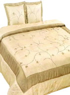 Spandex Luxury satin bedspread 220 cm × 240 cm Rita cream with embroidery - Bed Cover
