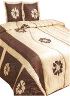 Spandex Luxusní saténový přehoz na postel 220 cm × 240 cm Karin hnědá/krém - Přehoz na postel