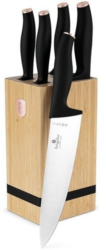 BerlingerHaus Black Rose Collection Knife set with stand BAMBOO 6 pcs - Knife Set - Main image