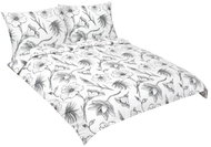 BELLATEX Linen cotton F 90/935 hibiscus grey 1 pcs 240 × 220, 2 pcs 70 × 90 - Bed Linen