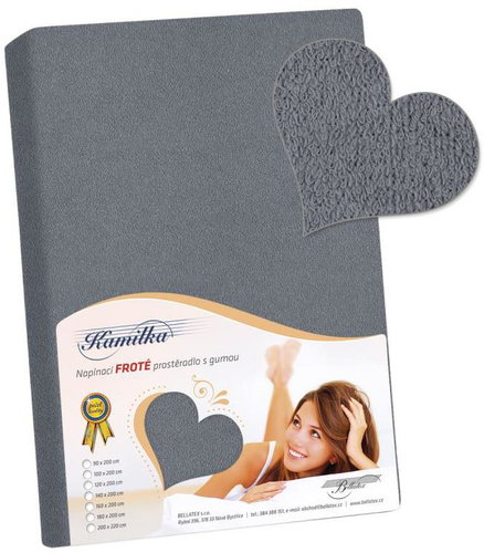 BELLATEX Terry sheet 180 × 200 × 40 cm 046 dark grey - Bedsheet - Main image