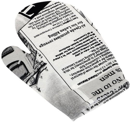 Bellatex s. r. o. EMA potholder 28 × 18cm 66/544 black newspaper - Oven Mitt - Main image