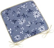 BELLATEX Sedák DITA 34/410 - hladký, 40 × 40, modrá kostička s květem - Podsedák na židli