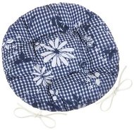 BELLATEX Sedák DITA 62/410 - kulatý, prošívaný, prům.40cm, modrá kostička s květem - Podsedák na židli
