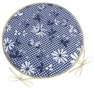 BELLATEX Sedák DITA 79/410 - kulatý, hladký, prům.40cm, modrá kostička s květem - Podsedák na židli