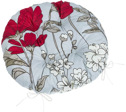 BELLATEX Seat Adéla 62/252 round quilted d.40 cm flower scarlet - Chair Cushion - Main image